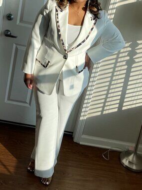 Off White Blazer and Pants Set